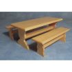 Pine Long Table and 2 Benches for 12th Scale Dolls House