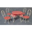 White Table and Four Chairs with Tablecloth for 12th Scale Dolls House