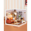 Rolife Cozy Living Lounge Plastic DIY Miniature Dollhouse Kit 