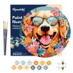 Figured'Art Dog and Flowers Hanging Wood Slice Painting By Numbers Kit