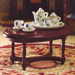 Oval Coffee Table (Mahogany Finish) for 12th Scale Dolls House