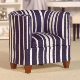 Blue/White Stripe Tub Chair for 12th Scale Dolls House