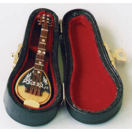 Mandolin with Luxury Black Case for 12th Scale Dolls House