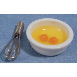 Eggs in Bowl & Whisk for 12th Scale Dolls House