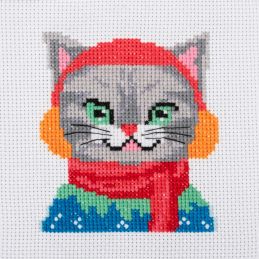 Trimits Cat Ear Muffs Mini Counted Cross Stitch Kit