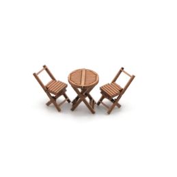 Scale Model Scenery Wooden Bistro Tables & Chairs OO Gauge