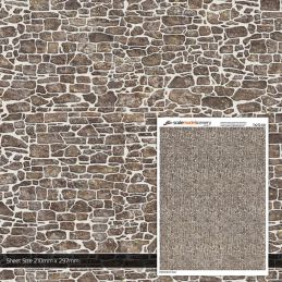 Scale Model Scenery Pointed Brown Stone Texture Paper (Pack of 5) OO Gauge
