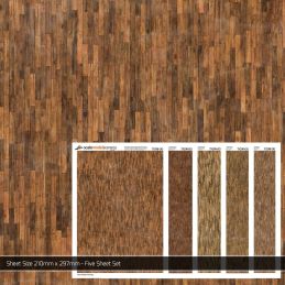 Scale Model Scenery Worn Wooden Flooring Texture Paper (Pack of 5) OO Gauge