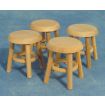 Bare Wood Stools x 4 for 12th Scale Dolls House