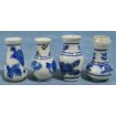 Blue Floral Vases x 4 for 12th Scale Dolls House