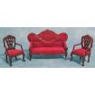 Sofa and Two Chairs in Red Upholstery for 12th Scale Dolls House