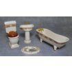 Deluxe Gold Edge Floral Bathroom Set for 12th Scale Dolls House
