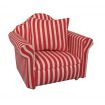 Red Striped Arm Chair for 12th Scale Dolls House