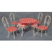 White Table and Four Chairs with Tablecloth for 12th Scale Dolls House