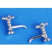Pair of Chrome Crosstop Pillar Taps for 12th Scale Dolls House