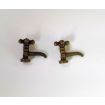 Pair of Brass Crosstop Pillar Taps for 12th Scale Dolls House