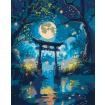 Figured'Art Moonlit Torii and Fireflies Rolled Canvas Painting By Numbers Kit