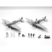 ICM 1/48 Scale WWII RAF Airfield Set, Spitfire Mk.IX & Spitfire Mk.VII, RAF Pilots & Ground Personnel (7 Figures) Model Kit