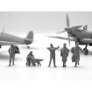 ICM 1/48 Scale WWII RAF Airfield Set, Spitfire Mk.IX & Spitfire Mk.VII, RAF Pilots & Ground Personnel (7 Figures) Model Kit
