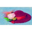 Ladies Red Hat with Band and Flower for 12th Scale Dolls House