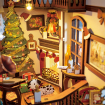 Rolife Christmas Indoor Scene 3D Wooden DIY Miniature House Book Nook