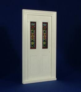 Stained Glass Victorian Small Front Door for 1/12 Scale Dolls House