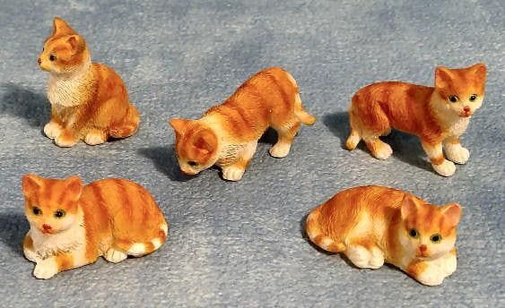 Ginger and White Cats 5 Assorted for 12th Scale Dolls House