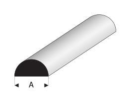 Super Styrene Half Round Rod - 2.00mm x 330mm
