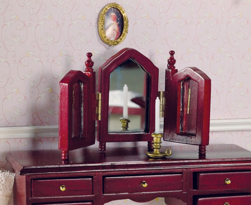 Mahogany Dressing Table Mirror for 12th Scale Dolls House