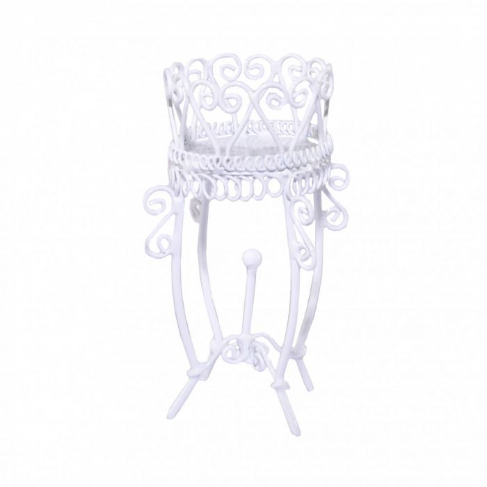Large White Wire Jardinière for 12th Scale Dolls House