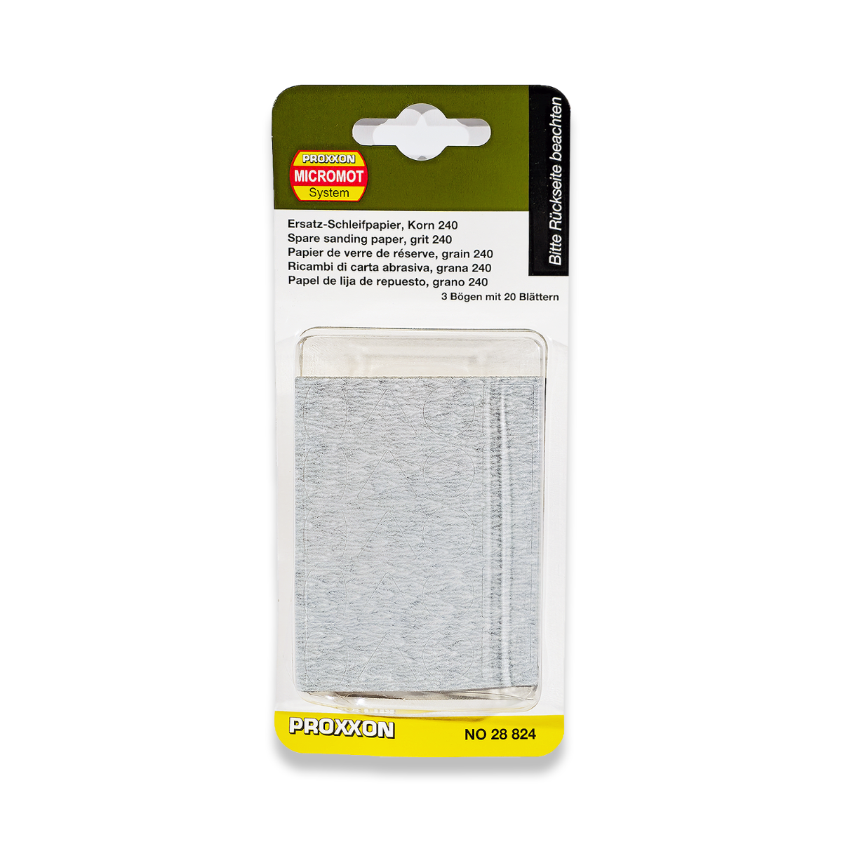 Proxxon Sanding Paper Shapes 240 Grit Pack of 3 Sheets