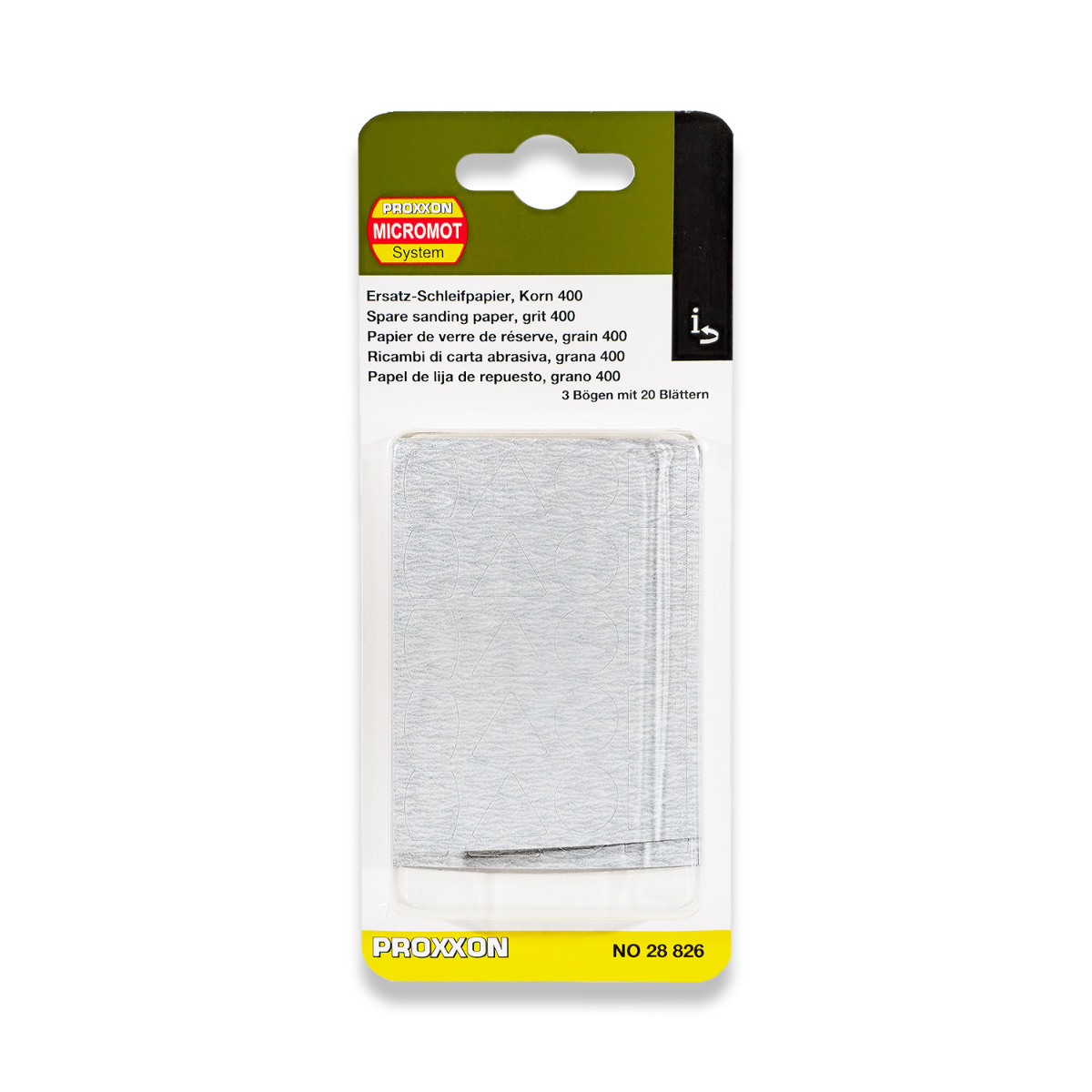 Proxxon Sanding Paper Shapes 400 Grit Pack of 3 Sheets
