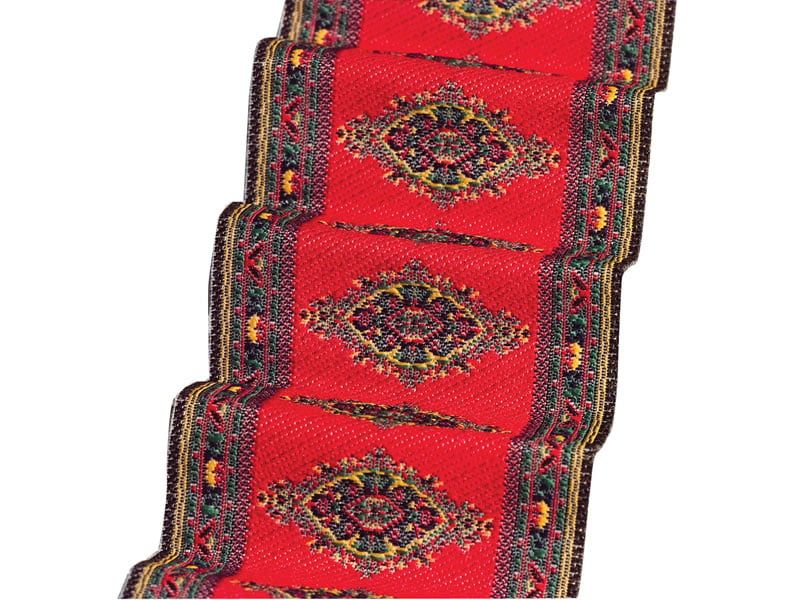 Red Motif Stair Carpet for 12th Scale Dolls House