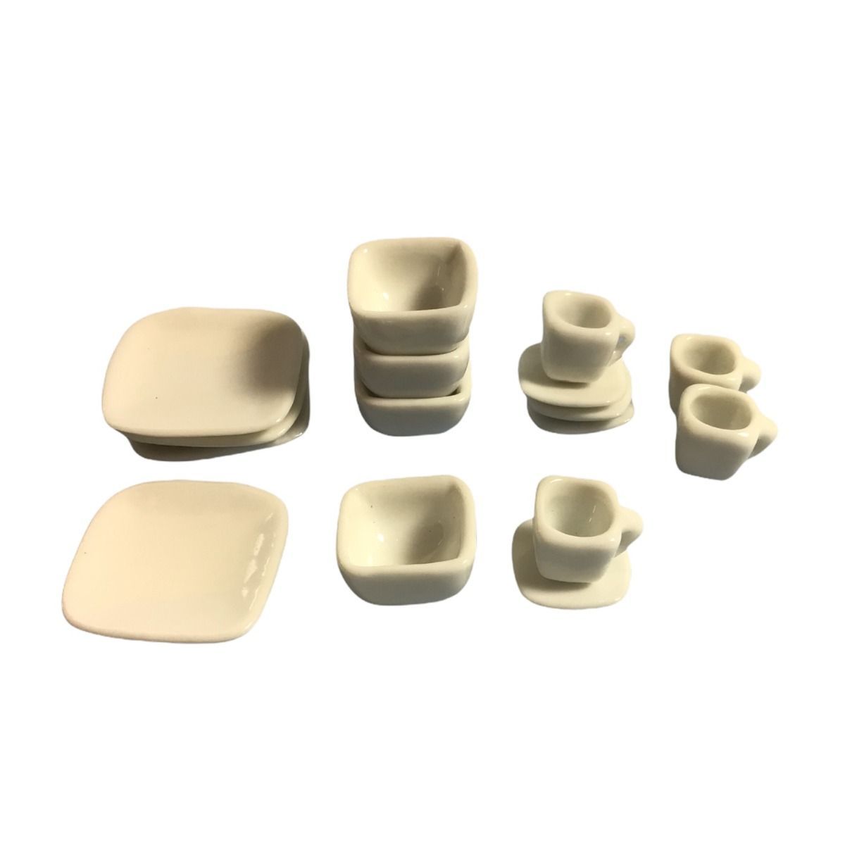 White Square Crockery (16pcs) for 12th Scale Dolls House