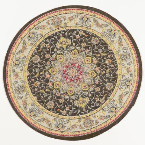 Ebony-Ray Victorian Round Rug for 12th Scale Dolls House