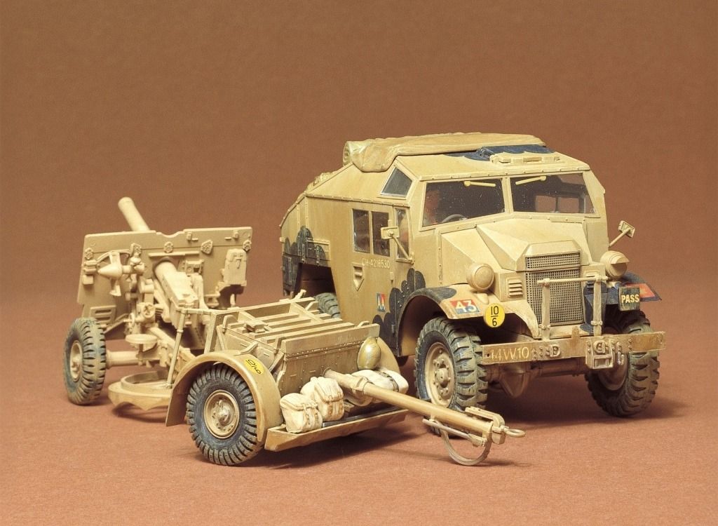 Tamiya 1/35 Scale British 25PDR Field Gun and Quad Gun Tractor Model Kit