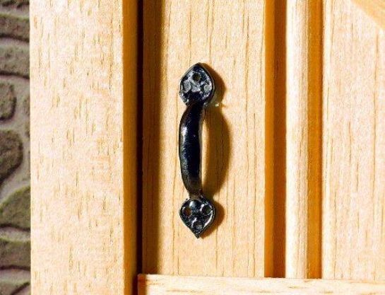 Two Black Tudor Style Black Door Handles for 12th Scale Dolls House