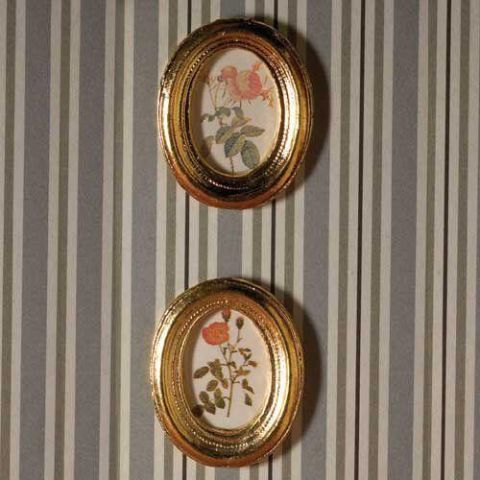 Oval Flower Pictures, 2 pcs for 12th Scale Dolls House