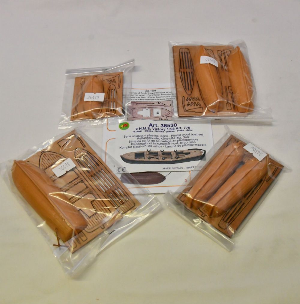 Mantua Models H.M.S Victory Wooden Model Ship Kit - Plastic / Wood Life Boat Set - Set Of 6