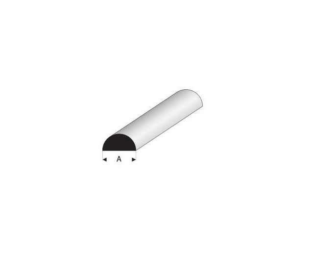 Super Styrene Half Round Rod - 6.00mm x 330mm