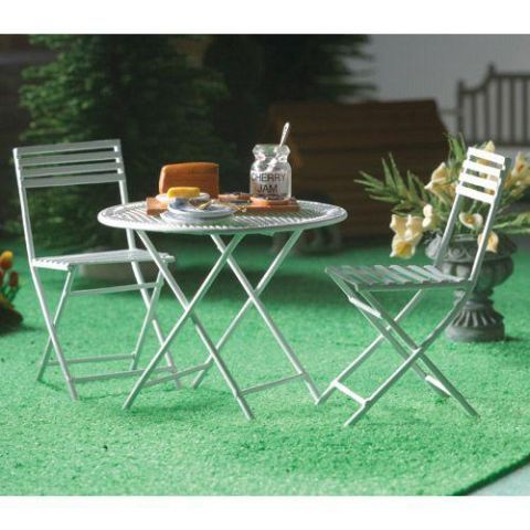White Table & Two Chairs for 12th Scale Dolls House