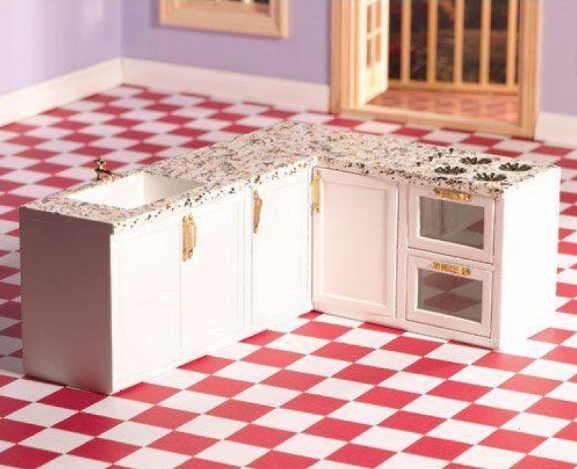 Dolls House Emporium 1/12 Scale Unpainted L Shape All in One Kitchen