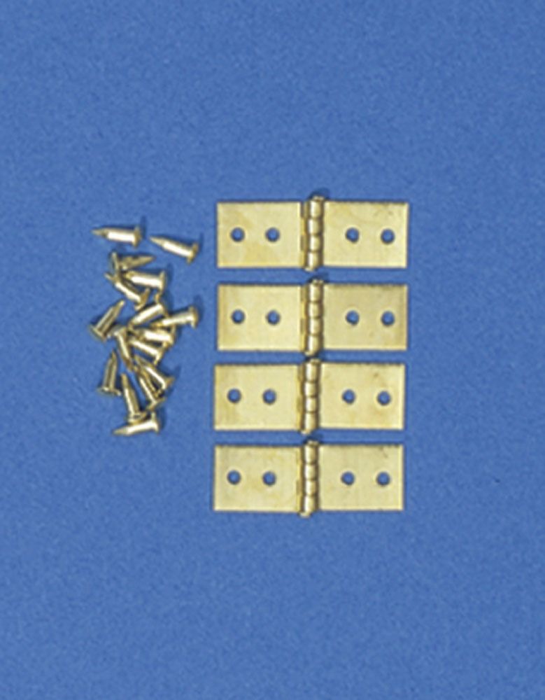 4 Brass Hinges With Pins for 12th Scale Dolls House