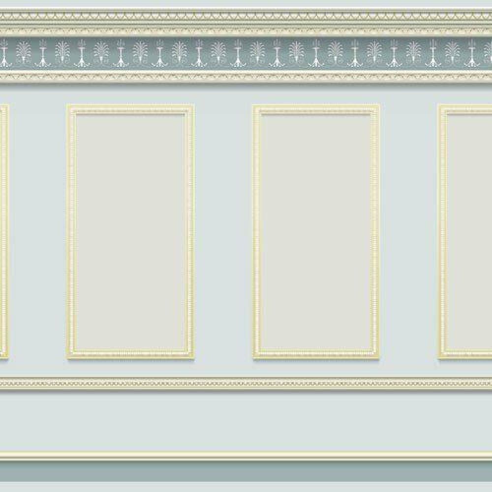 Blue Grey Panelling Wallpaper for 1/12 Scale Dolls House