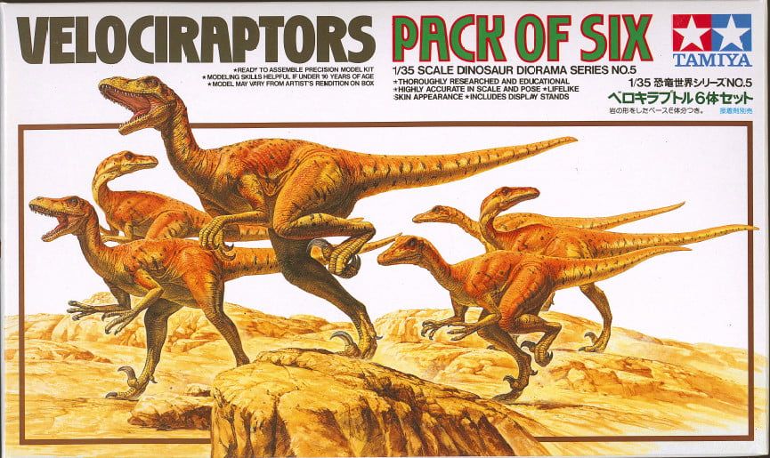 Tamiya 1/35 Scale Pack of 6 Velociraptors Model Kit