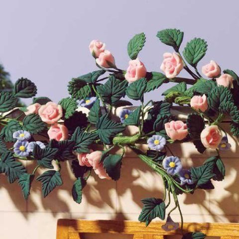 Climbing Pink Roses 220mm for 12th Scale Dolls House