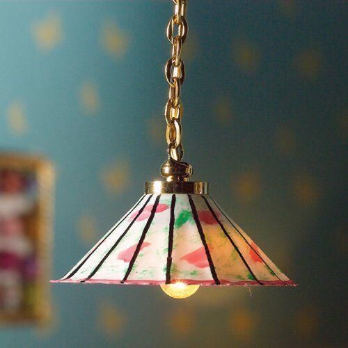 12V Pink & Green Hanging Light for 12th Scale Dolls House