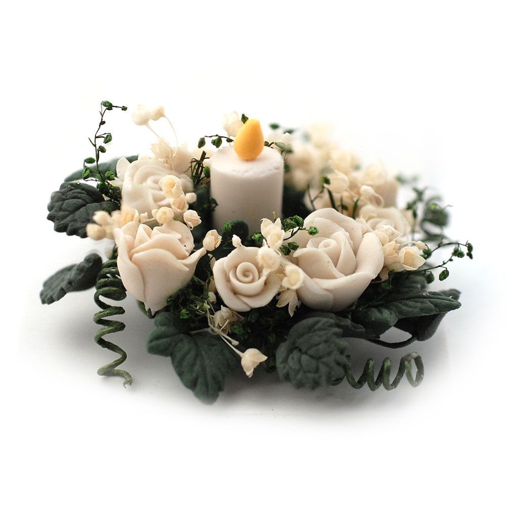 White and Green Table Decoration for 12th Scale Dolls House