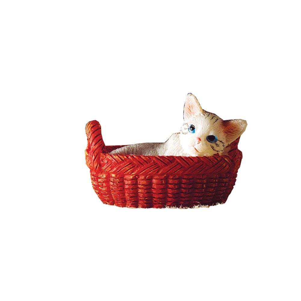 Miniature Kitten in Basket for 12th Scale Dolls House