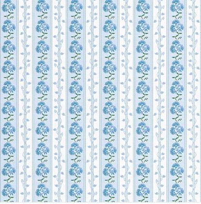 Blue Aster and Ivy Wallpaper for 12th Scale Dolls House
